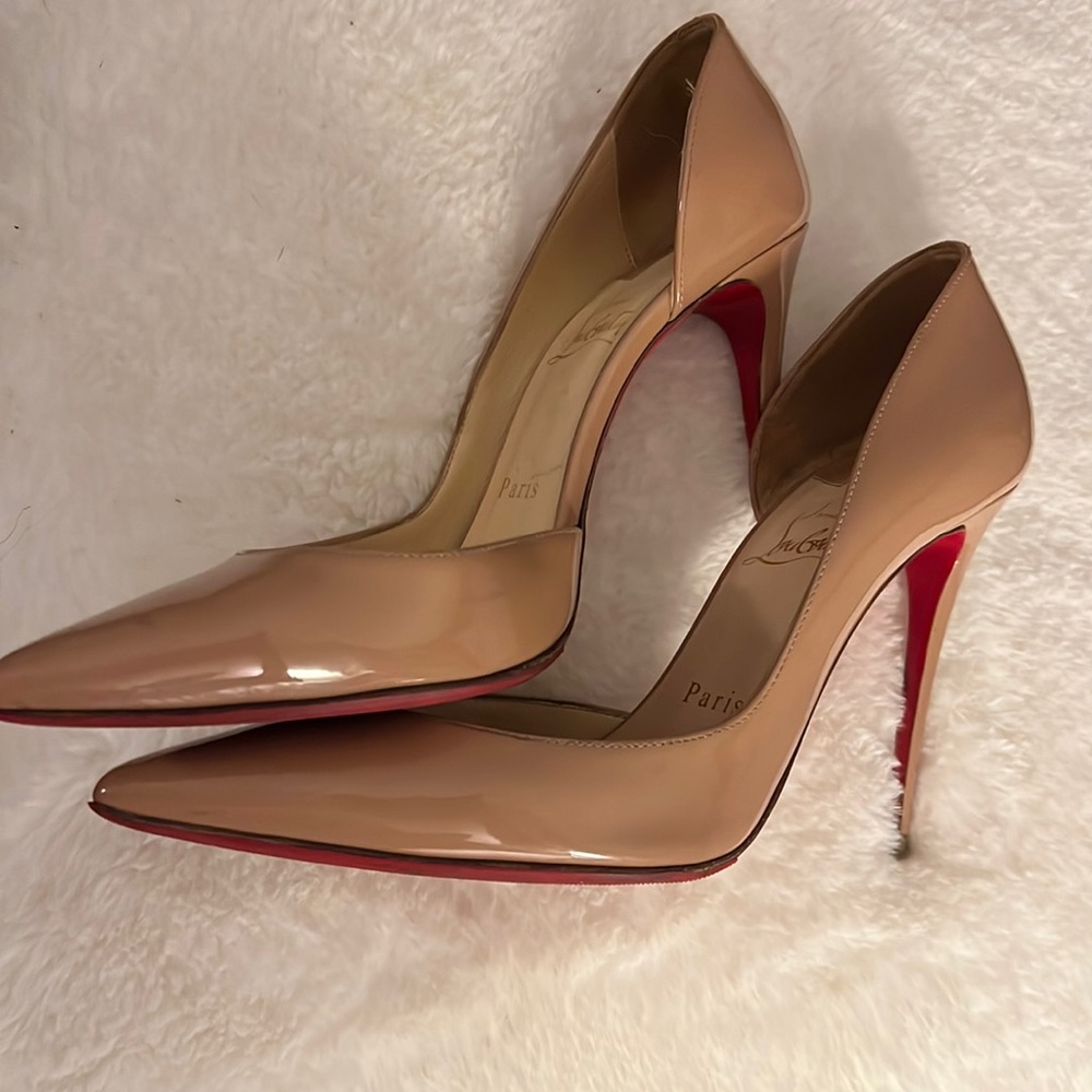 Christian Louboutin
Iriza Patent 100mm Half-d'Orsay Red Sole High-Heel Pumps